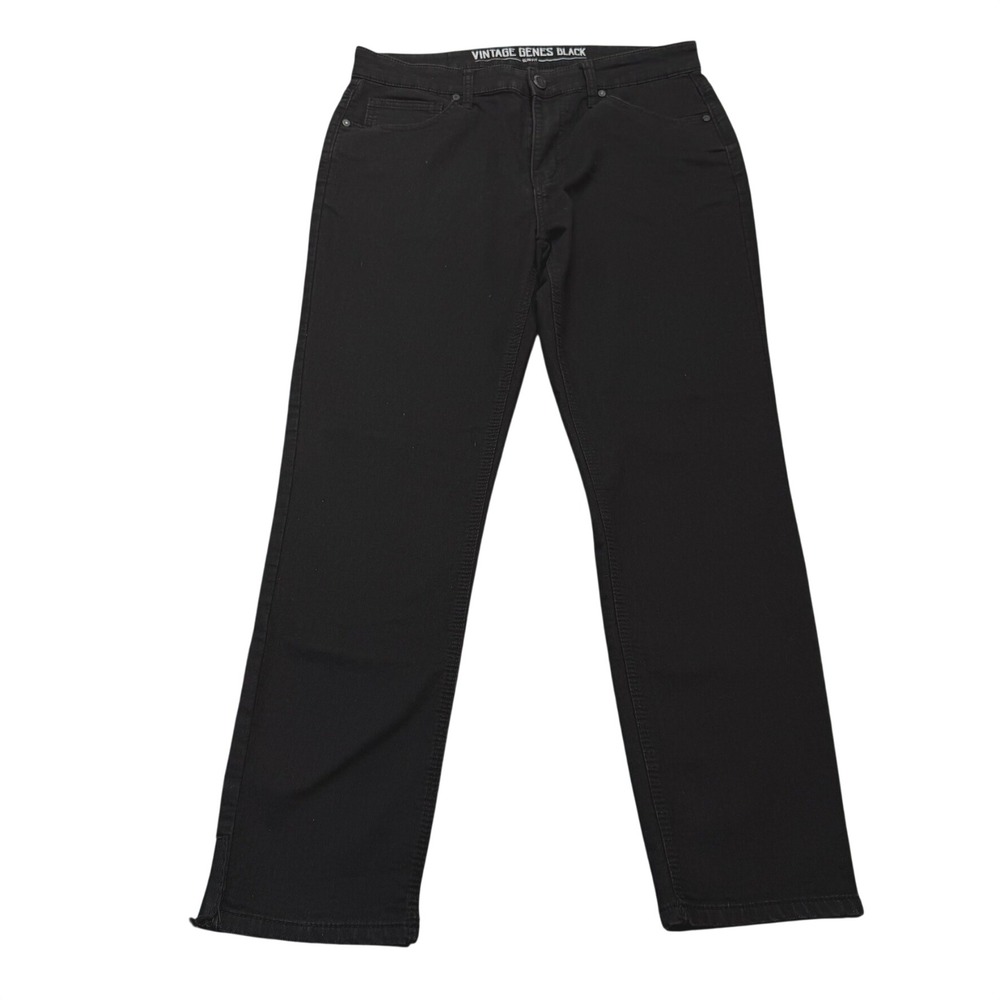 Vintage Genes Black Jeans Mens Slim Fit Black Solid‎ 34x29 Cotton Stretch Modern